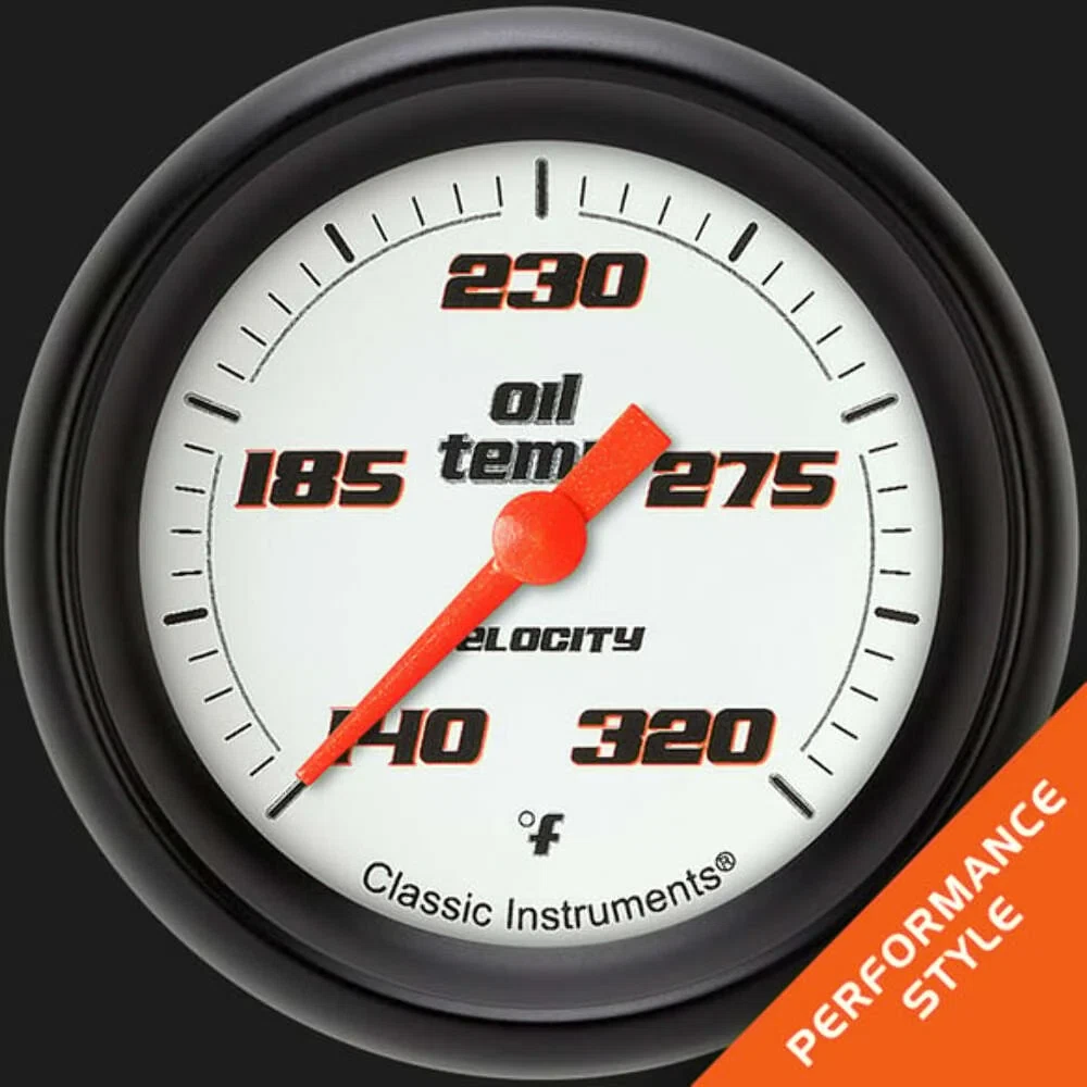 Velocity White 2 5_8_ Oil Temperature Gauge VS328WBPF